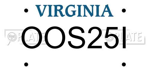 OOS25I Virginia License Plate