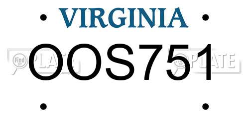 OOS751 Virginia License Plate