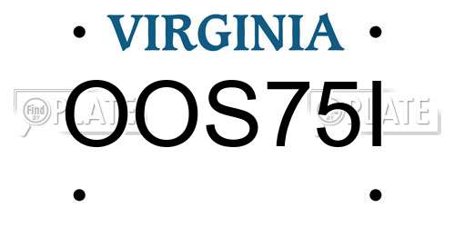 OOS75I Virginia License Plate