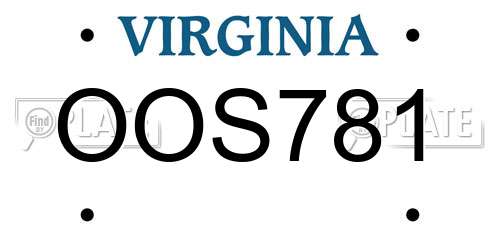 OOS781 Virginia License Plate
