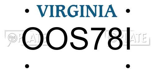 OOS78I Virginia License Plate