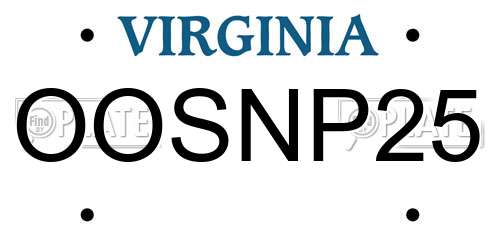OOSNP25 Virginia License Plate