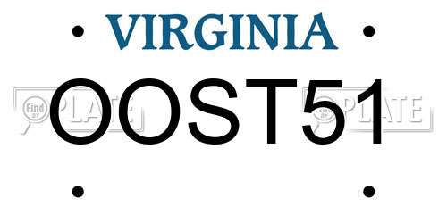 OOST51 Virginia License Plate