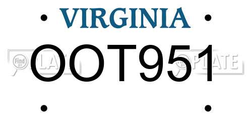 OOT951 Virginia License Plate