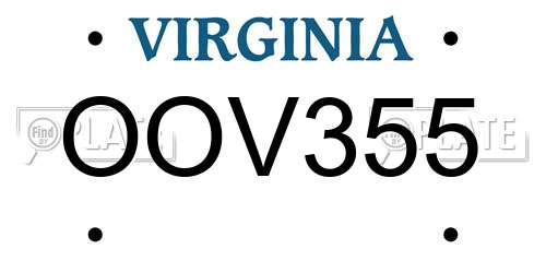 OOV355 Virginia License Plate