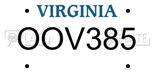 OOV385 Virginia License Plate