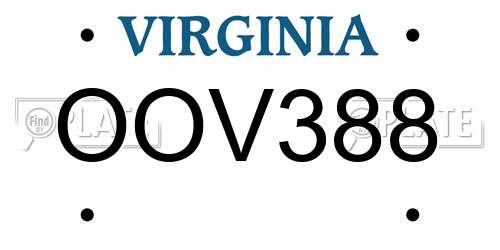 OOV388 Virginia License Plate
