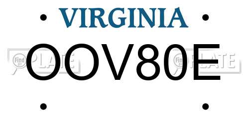 OOV80E Virginia License Plate