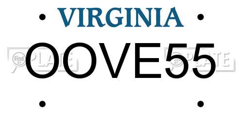 OOVE55 Virginia License Plate