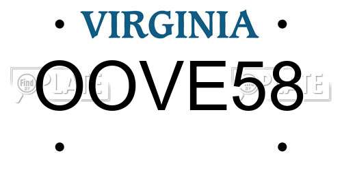 OOVE58 Virginia License Plate