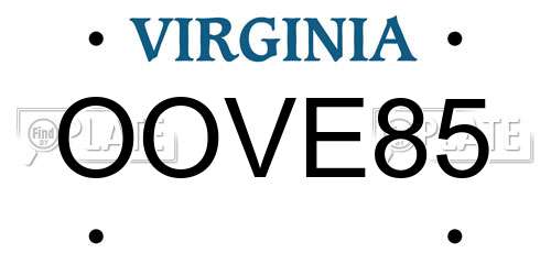 OOVE85 Virginia License Plate