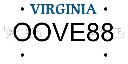 OOVE88 Virginia License Plate