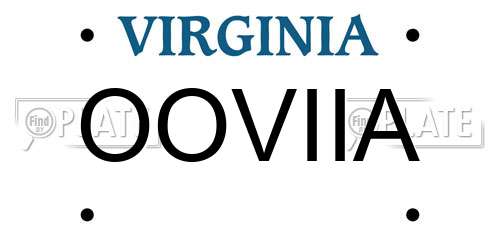 OOVIIA Virginia License Plate