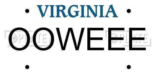 OOWEEE Virginia License Plate