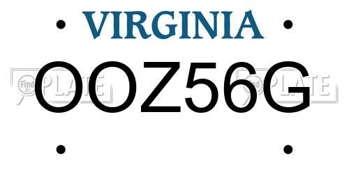 OOZ56G Virginia License Plate