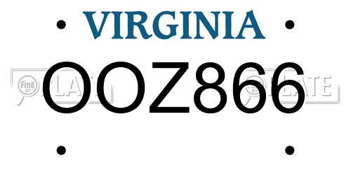 OOZ866 Virginia License Plate