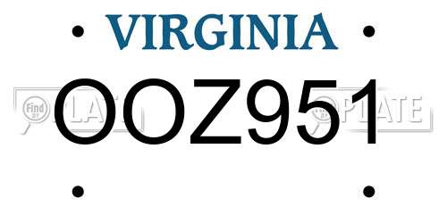 OOZ951 Virginia License Plate
