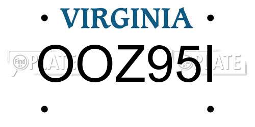 OOZ95I Virginia License Plate