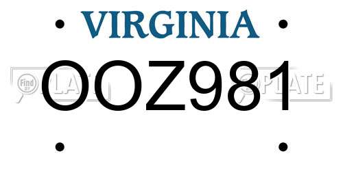 OOZ981 Virginia License Plate