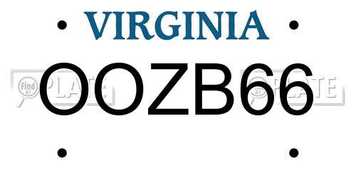 OOZB66 Virginia License Plate