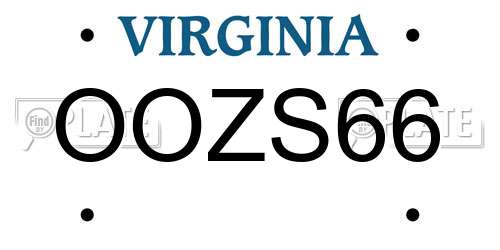 OOZS66 Virginia License Plate