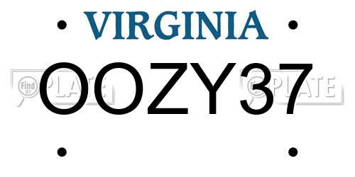 OOZY37 Virginia License Plate