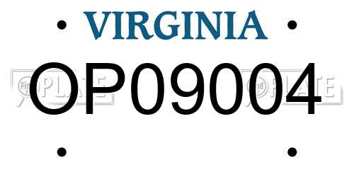 OP09004 Virginia License Plate