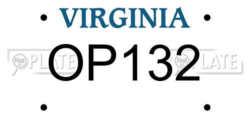 OP132 Virginia License Plate