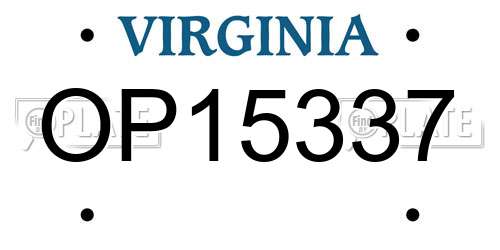 OP15337 Virginia License Plate
