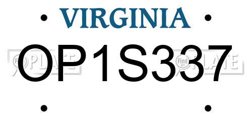 OP1S337 Virginia License Plate