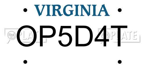 OP5D4T Virginia License Plate
