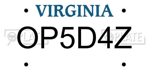 OP5D4Z Virginia License Plate