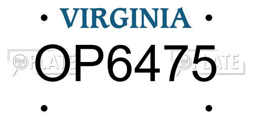 OP6475 Virginia License Plate
