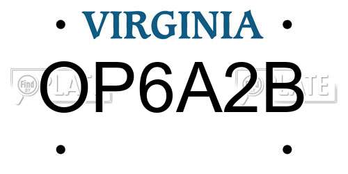 OP6A2B Virginia License Plate