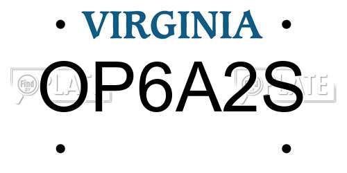OP6A2S Virginia License Plate
