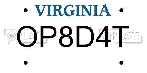 OP8D4T Virginia License Plate