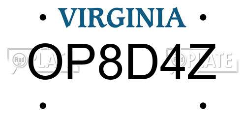 OP8D4Z Virginia License Plate