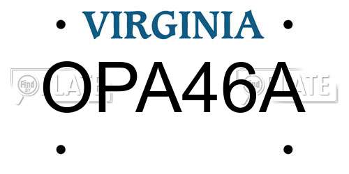OPA46A Virginia License Plate