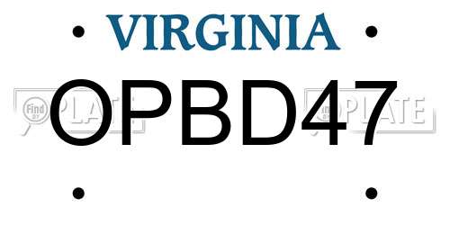 OPBD47 Virginia License Plate