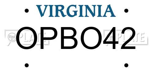 OPBO42 Virginia License Plate