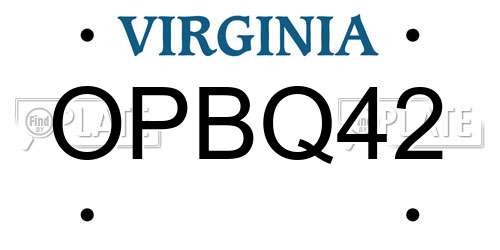 OPBQ42 Virginia License Plate