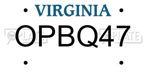 OPBQ47 Virginia License Plate