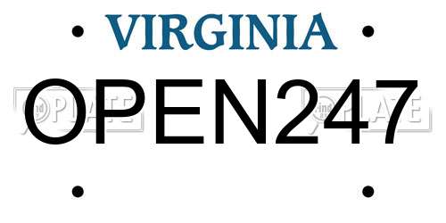 OPEN247 Virginia License Plate