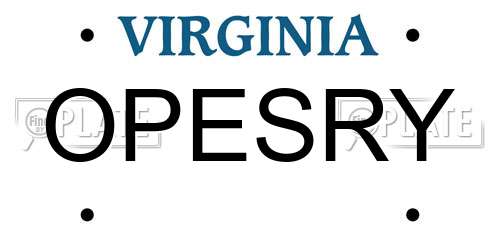OPESRY Virginia License Plate