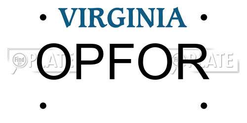 OPFOR Virginia License Plate