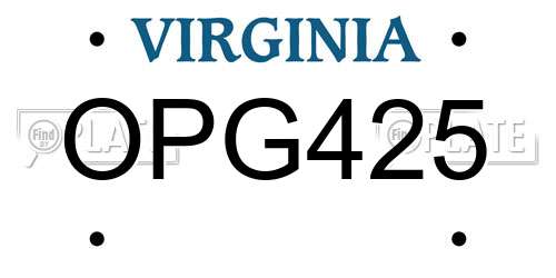 OPG425 Virginia License Plate