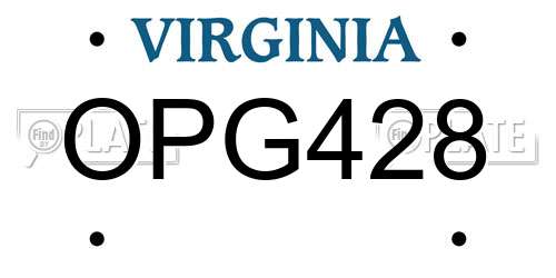 OPG428 Virginia License Plate