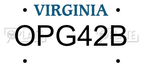 OPG42B Virginia License Plate