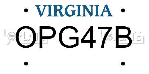 OPG47B Virginia License Plate