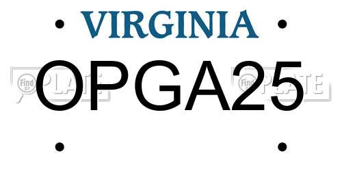 OPGA25 Virginia License Plate